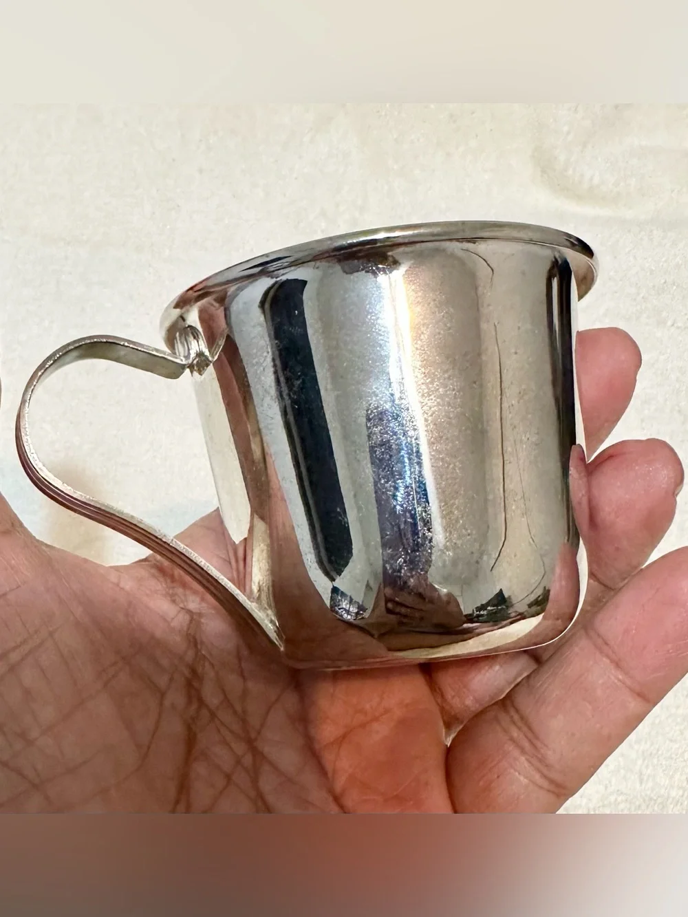 Godinger Silver Plated Baby Cup Embossed Duck Vintage Handled Child Mini Mug
